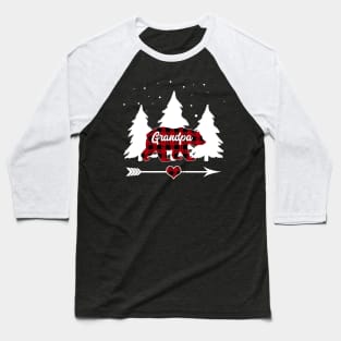 Grandpa Bear Buffalo Plaid Christmas Matching Family Pajama Baseball T-Shirt